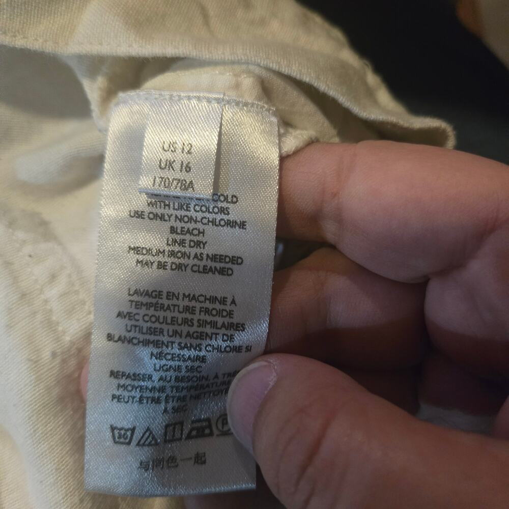 White Linen Cargo Pants Cropped Utility – Size 12 - Picture 4 of 14